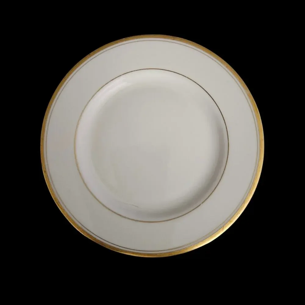 Theodore Haviland New York Oxford Bread Plates Set of 4 Gold Trim 6.5